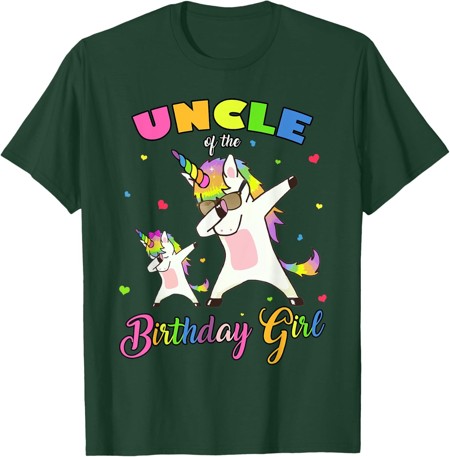 Uncle of the Birthday Girl Dabbing Unicorn Birthday Princess T-Shirt - T-Shirt | Forest