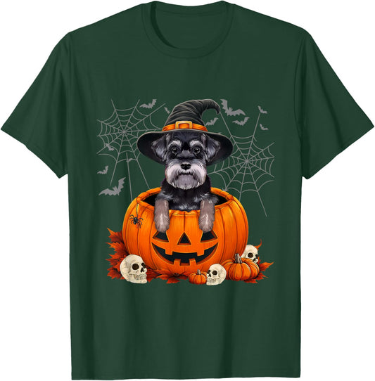 Schnauzer Pumpkin Halloween Thanksgiving Men Women Costume T-Shirt - T-Shirt | Forest