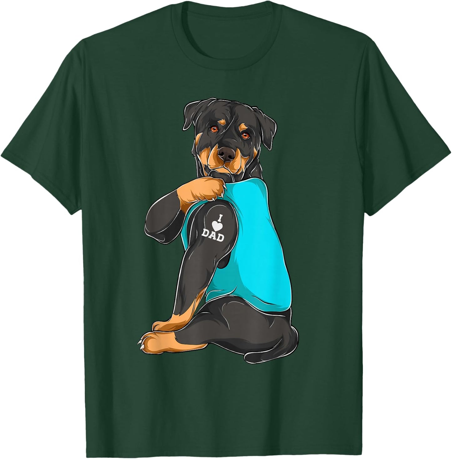 Rottweiler I Love Dad Tattoo Apparel, Dog Dad Gifts Dads T-Shirt - T-Shirt | Forest