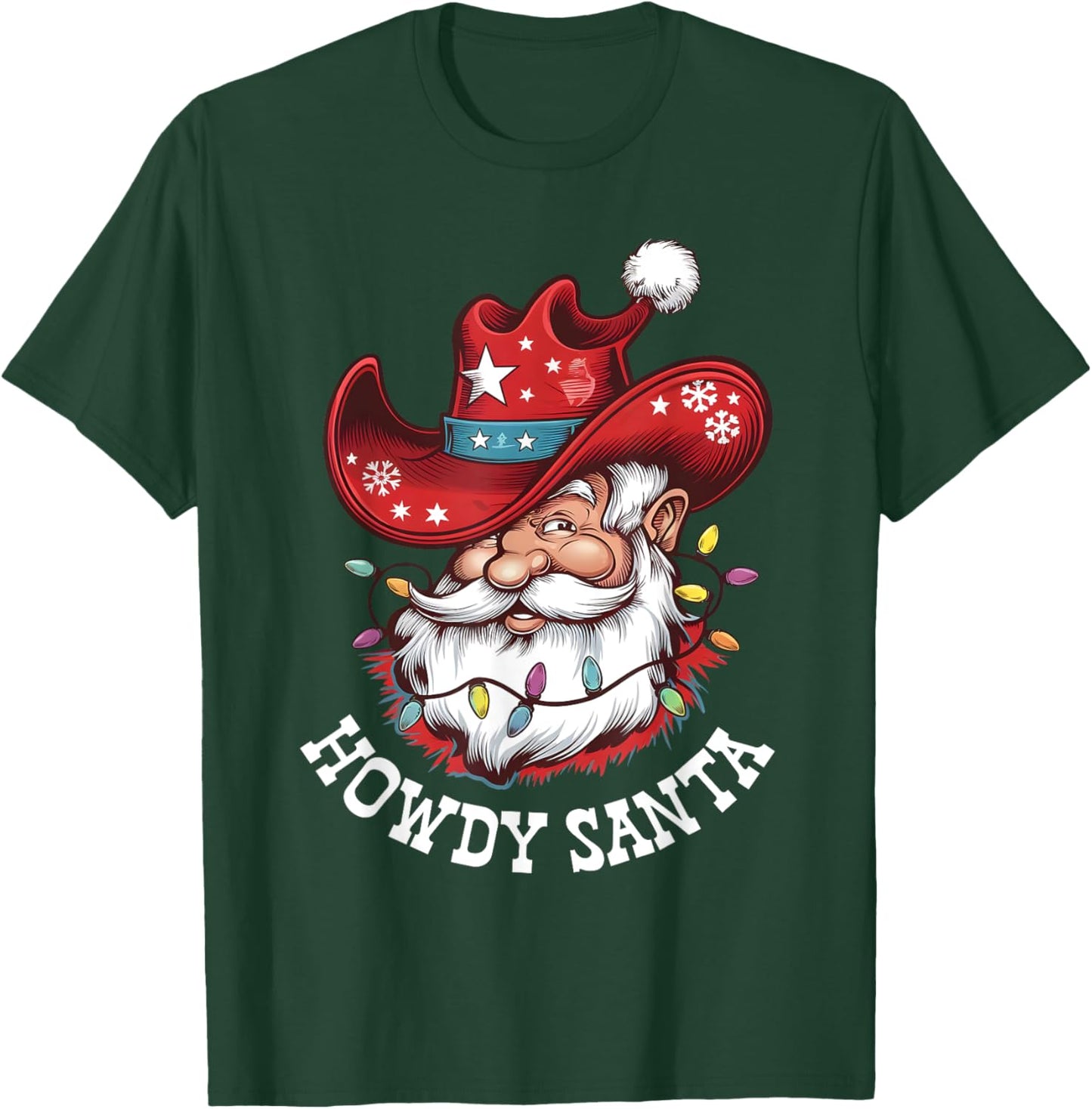Howdy Santa Cowboy Western Christmas Funny Xmas Costumes T-Shirt - T-Shirt | Forest