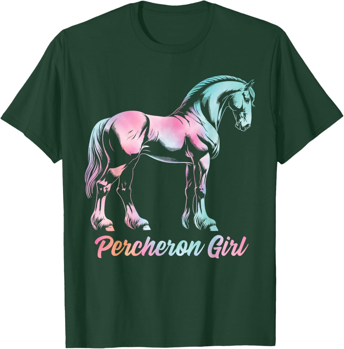 Percheron Horse Girl, Equestrian Percheron Horse T-Shirt - T-Shirt | Forest