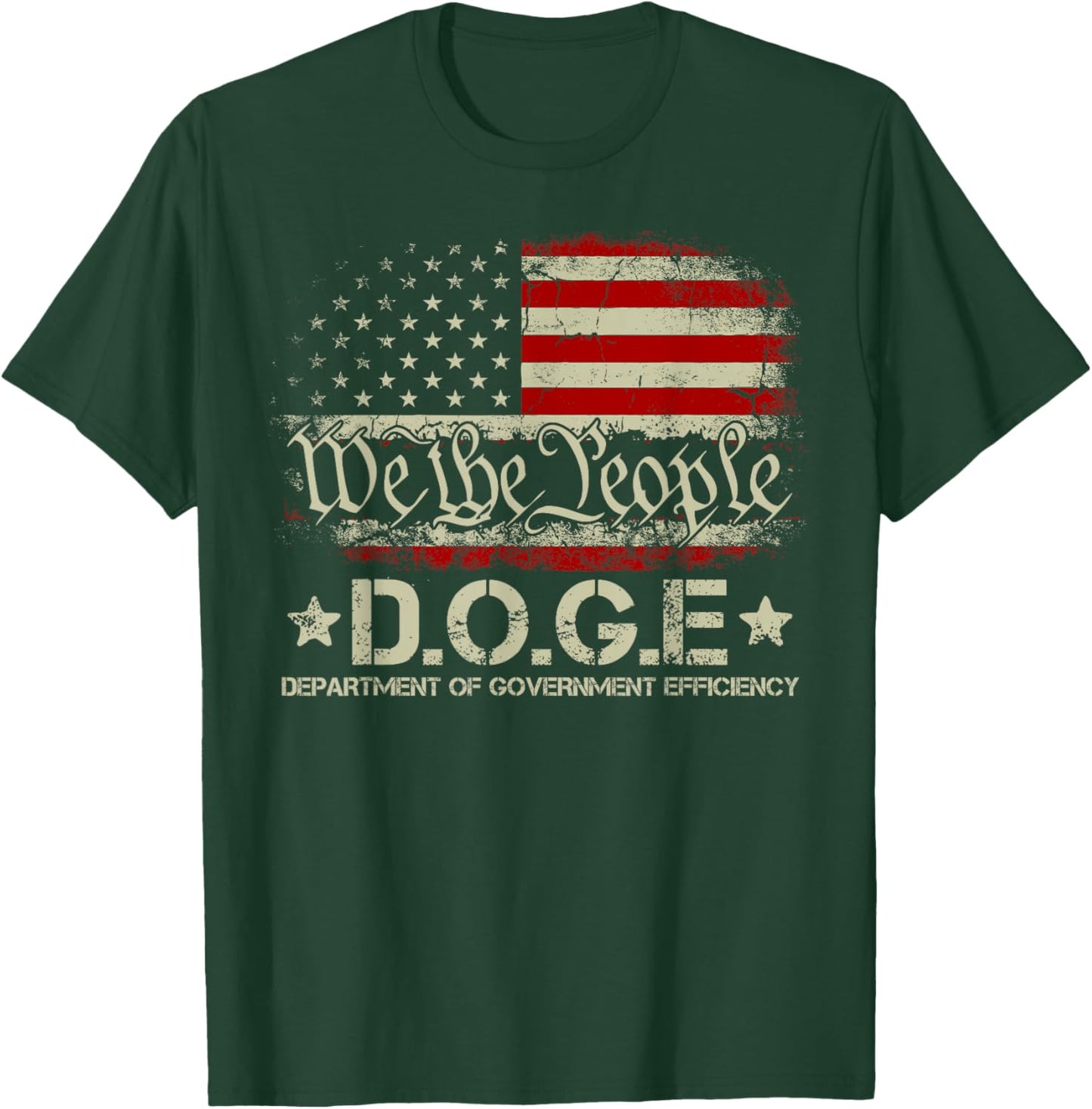 DOGE D.O.G.E. Department Of Government Efficiency US Flag T-Shirt - T-Shirt | Forest