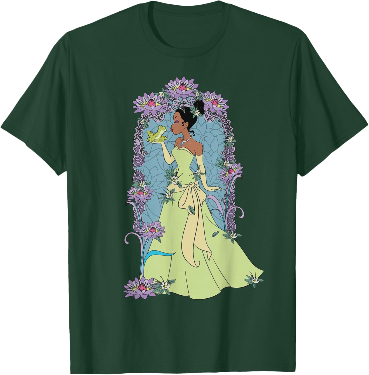 Disney The Princess And The Frog Tiana Profile Stained Glass T-Shirt - T-Shirt | Forest