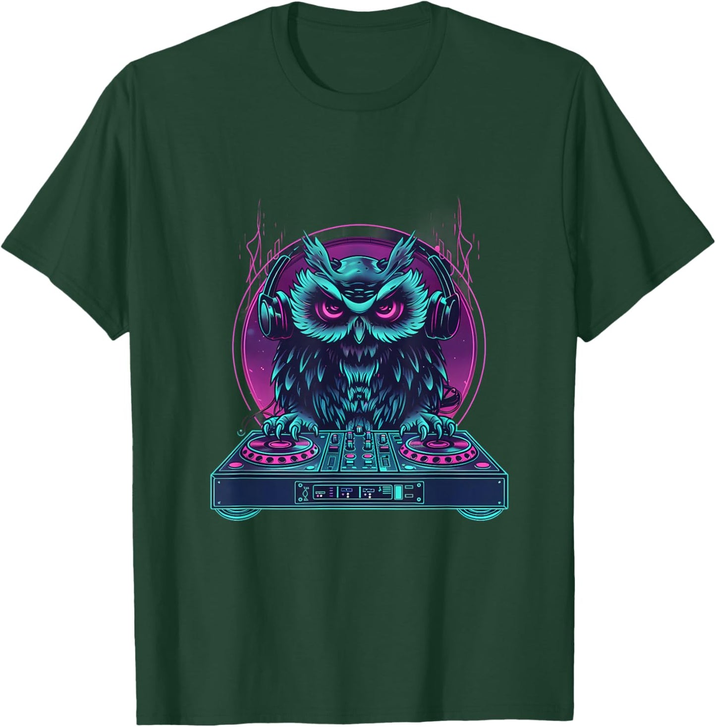 Owl DJ Techno Turntable DJ Owl House Dance Music Owl Lover T-Shirt - T-Shirt | Forest