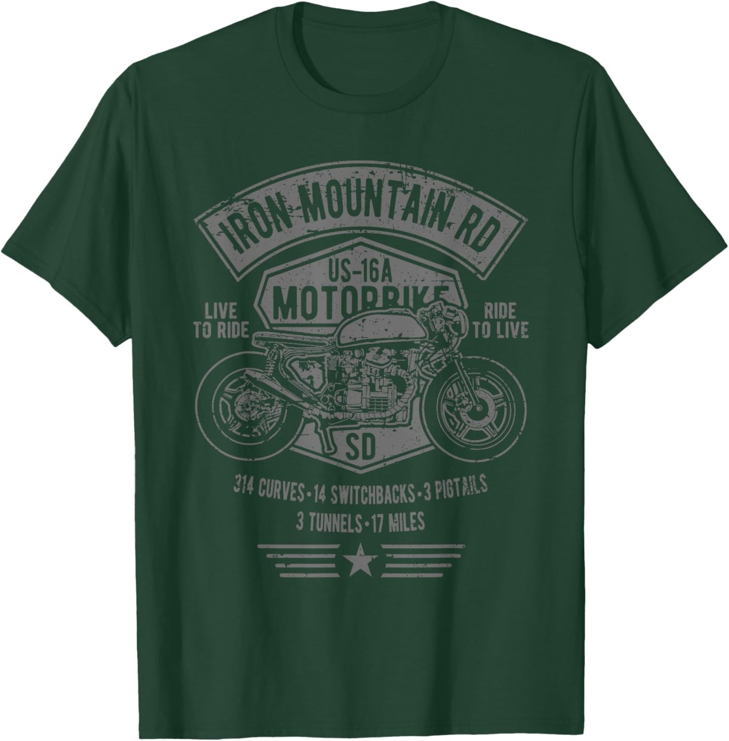 Iron Mountain Road US-16A South Dakota Motorcycle Design T-Shirt - T-Shirt | Forest