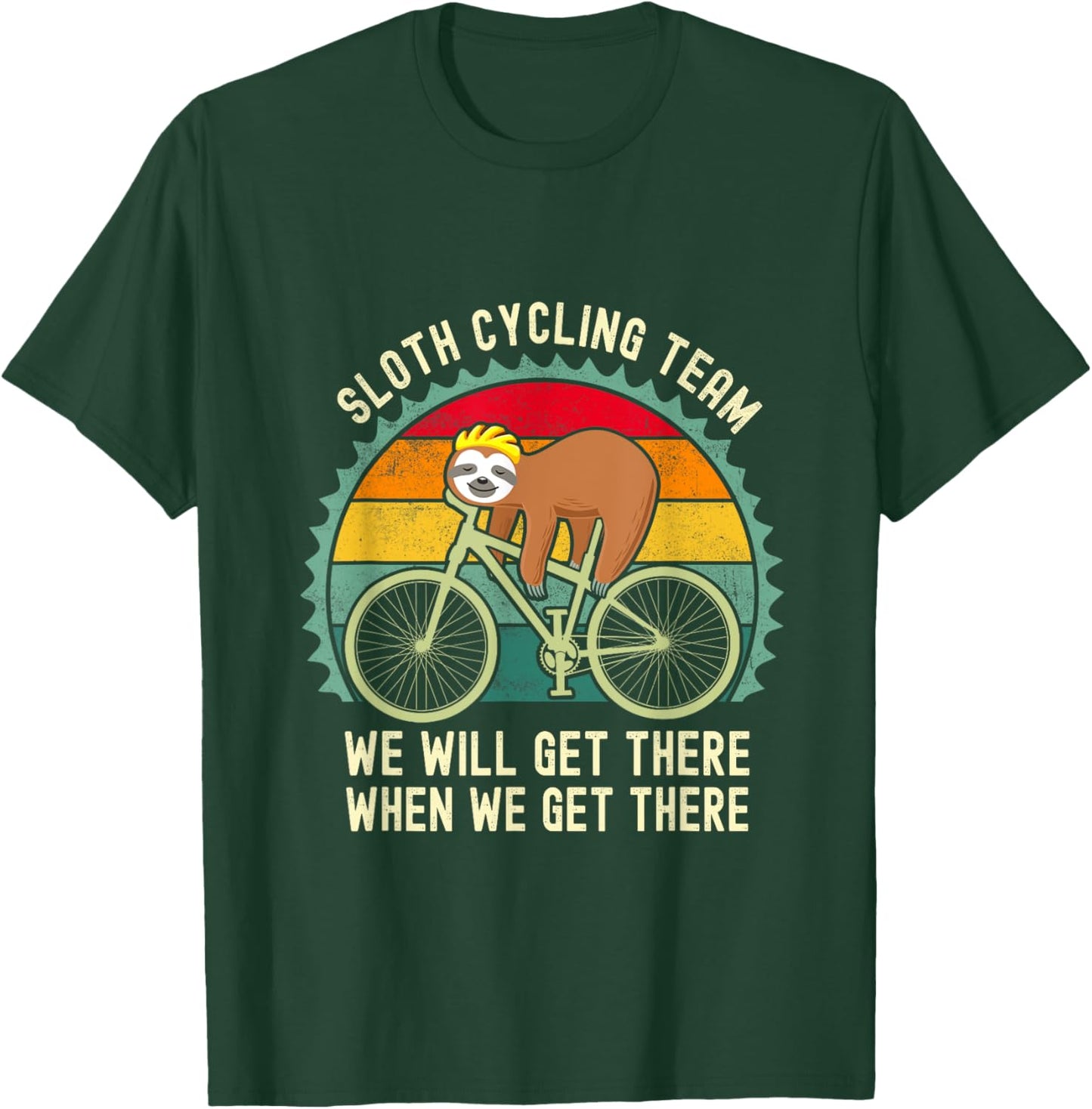 Sloth Cycling Team Funny Lazy Sloth On A Bike Bicycle T-Shirt - T-Shirt | Forest
