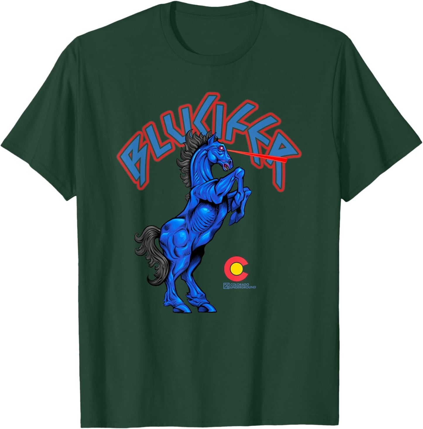 Blucifer The Demon Horse at Denver Airport Colorado T-Shirt - T-Shirt | Forest