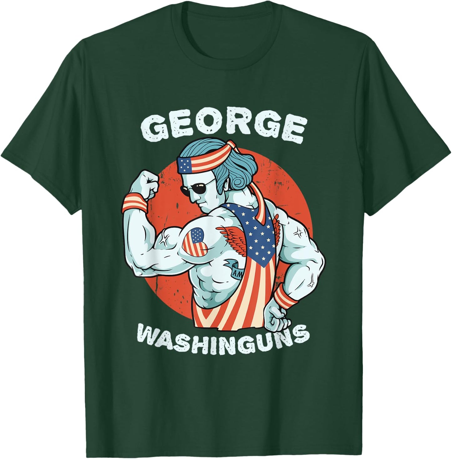 Funny George Washinguns Workout Patriotic 4th of July Men T-Shirt - T-Shirt | Forest