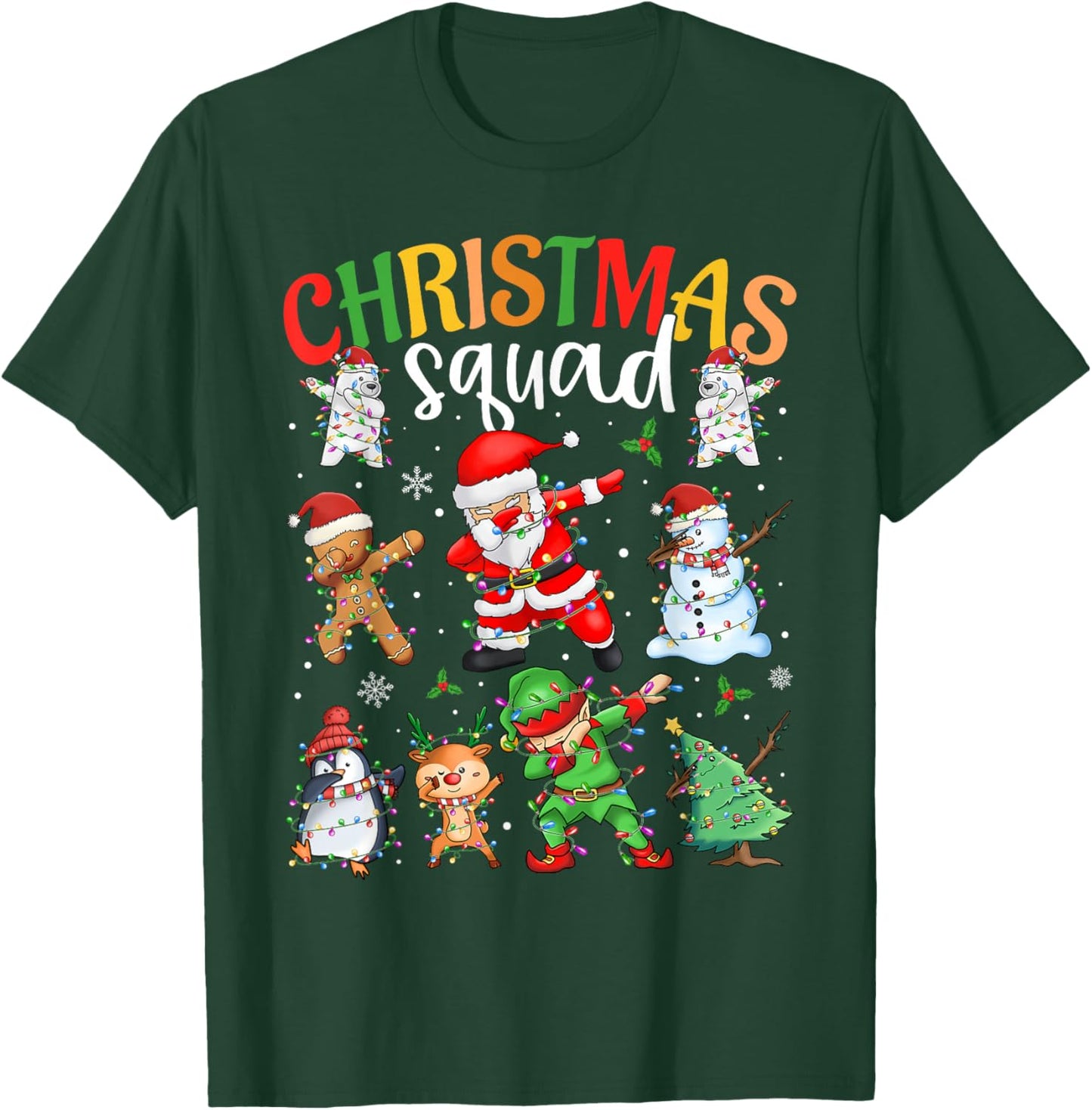 Christmas Squad Santa Dabbing Elf Family Matching Pajamas T-Shirt - T-Shirt | Forest
