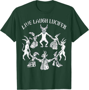 LIVE LAUGH LUCIFER Horror Satan Satanic Demonc Devil Goat T-Shirt - T-Shirt | Forest