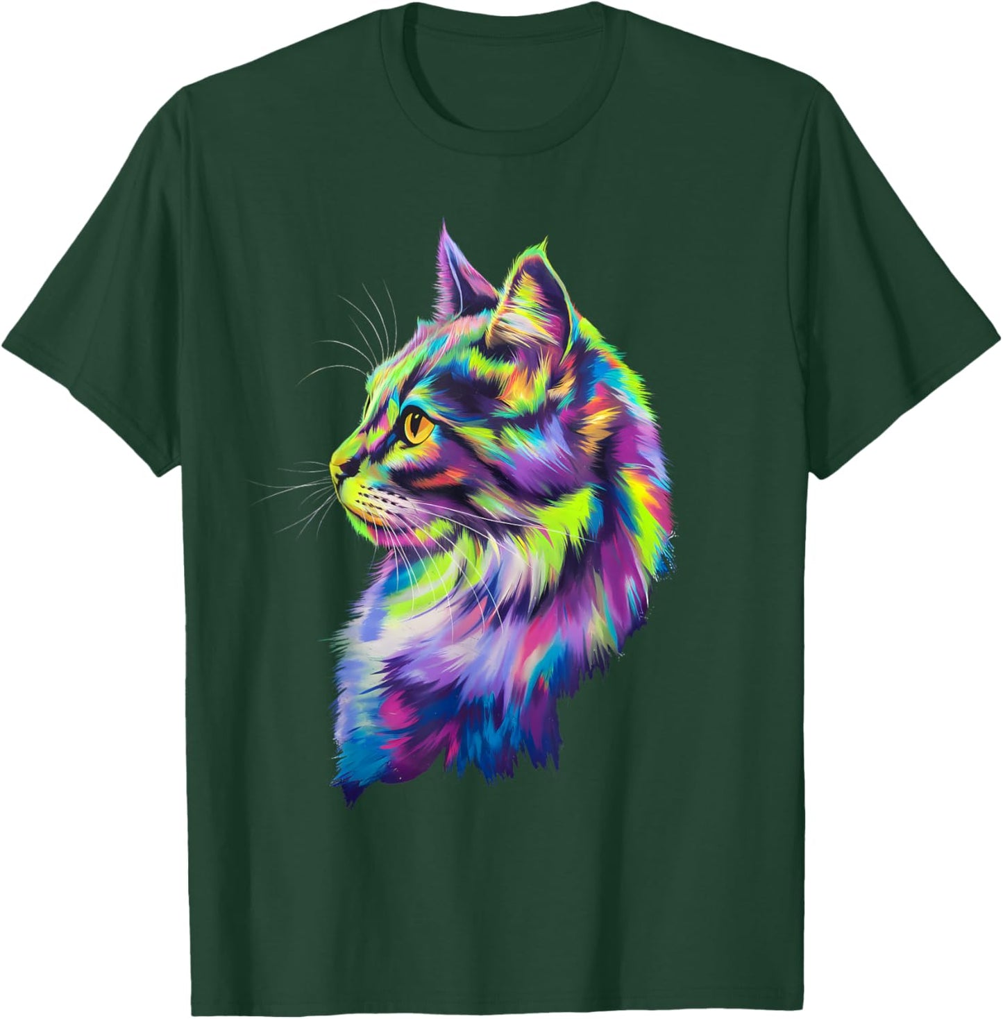 Colorful Cat Graphic Kitten Lovers Art Kitty Cats T-Shirt - T-Shirt | Forest