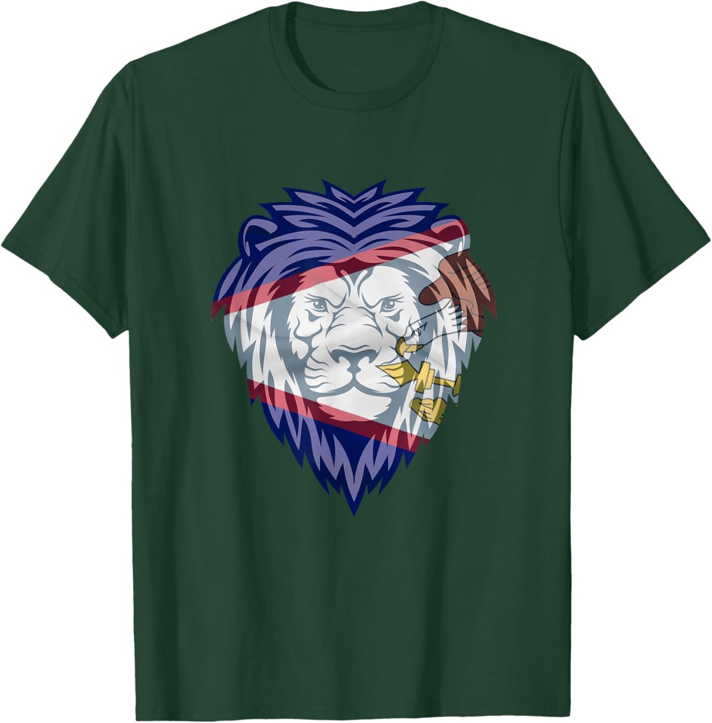 American Samoa Flag Colors Samoan Pride Leone Lions T-Shirt - T-Shirt | Forest