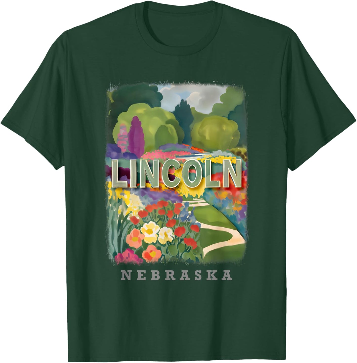 Lincoln Nebraska NE Sunken Gardens Splendor SD693 T-Shirt - T-Shirt | Forest