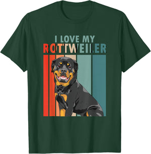 I Love My Rottweiler | Vintage Rottie | Dog Owner T-Shirt - T-Shirt | Forest