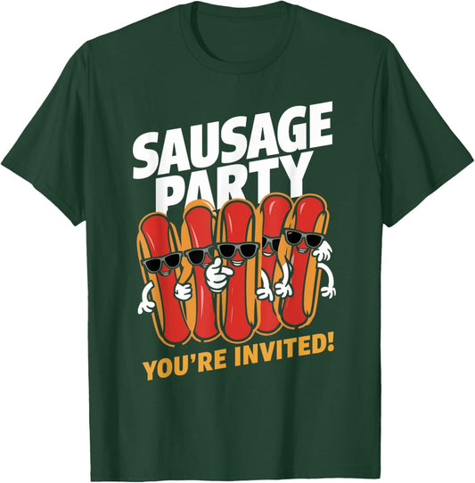 Sausage Party You're Invited! Fun Hot Dog T-Shirt - T-Shirt | Forest