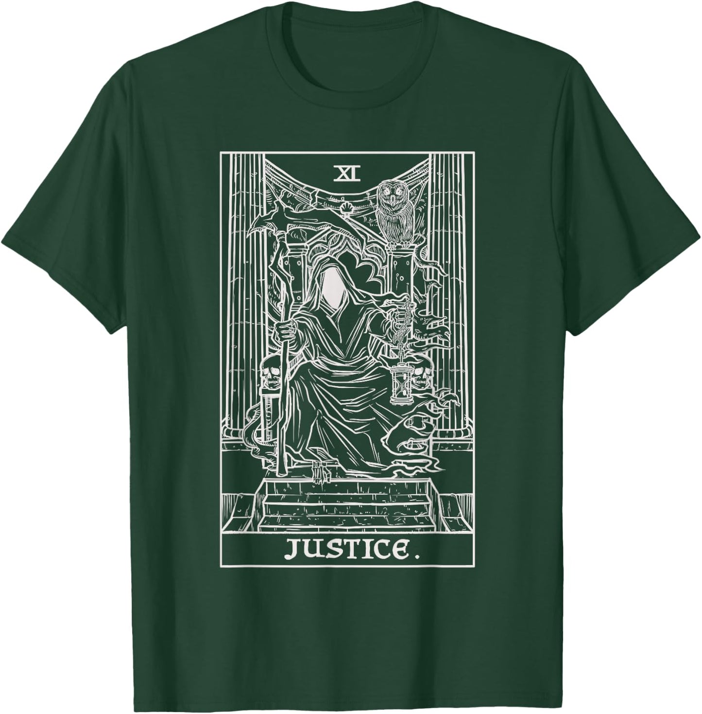 Justice Tarot Card Grim Reaper Halloween Goth Horror Occult T-Shirt - T-Shirt | Forest