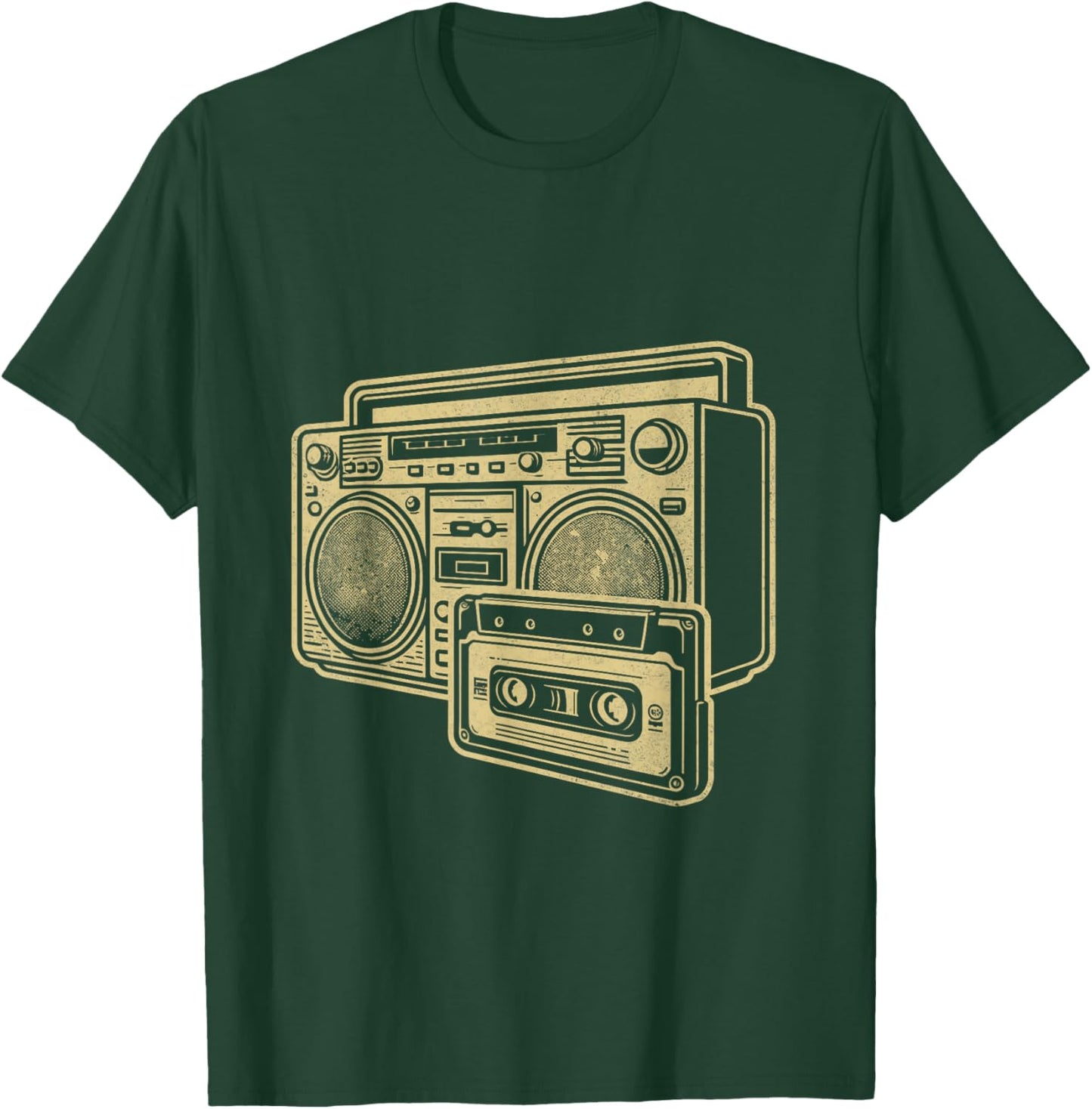 Vintage Boombox Gold Line Art Retro Music Lover T-Shirt - T-Shirt | Forest