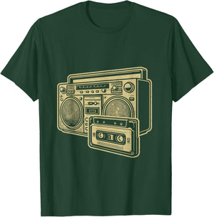 Vintage Boombox Gold Line Art Retro Music Lover T-Shirt - T-Shirt | Forest