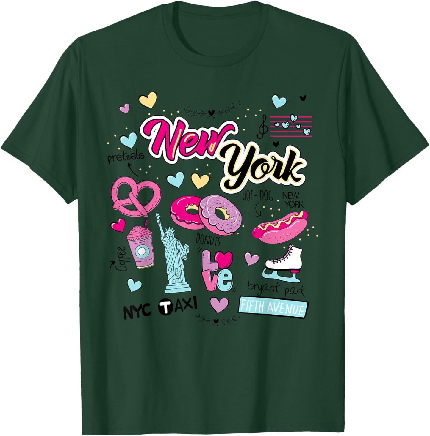 I Love New York New York City Illustration Graphic Designs T-Shirt - T-Shirt | Forest