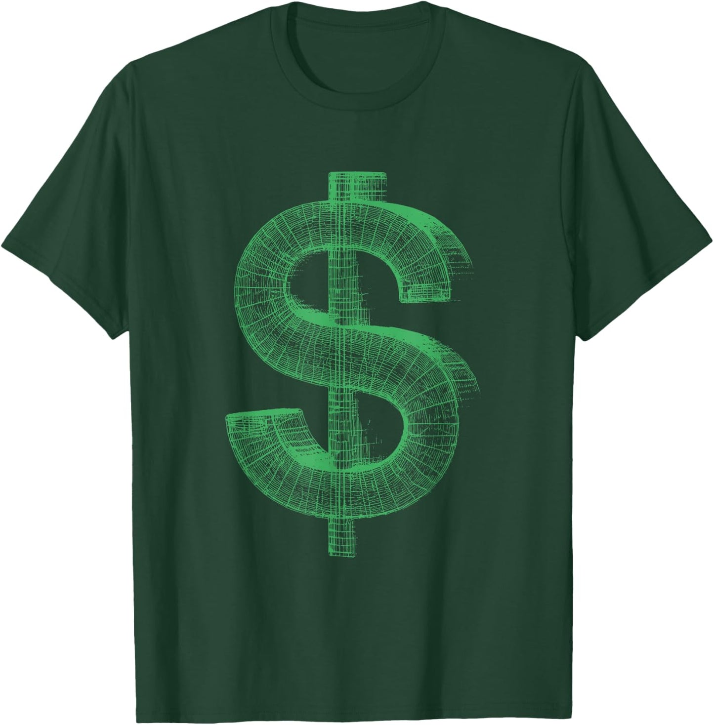 US Dollar 3D Wireframe - Vintage Money Cash-Flow Lover T-Shirt - T-Shirt | Forest