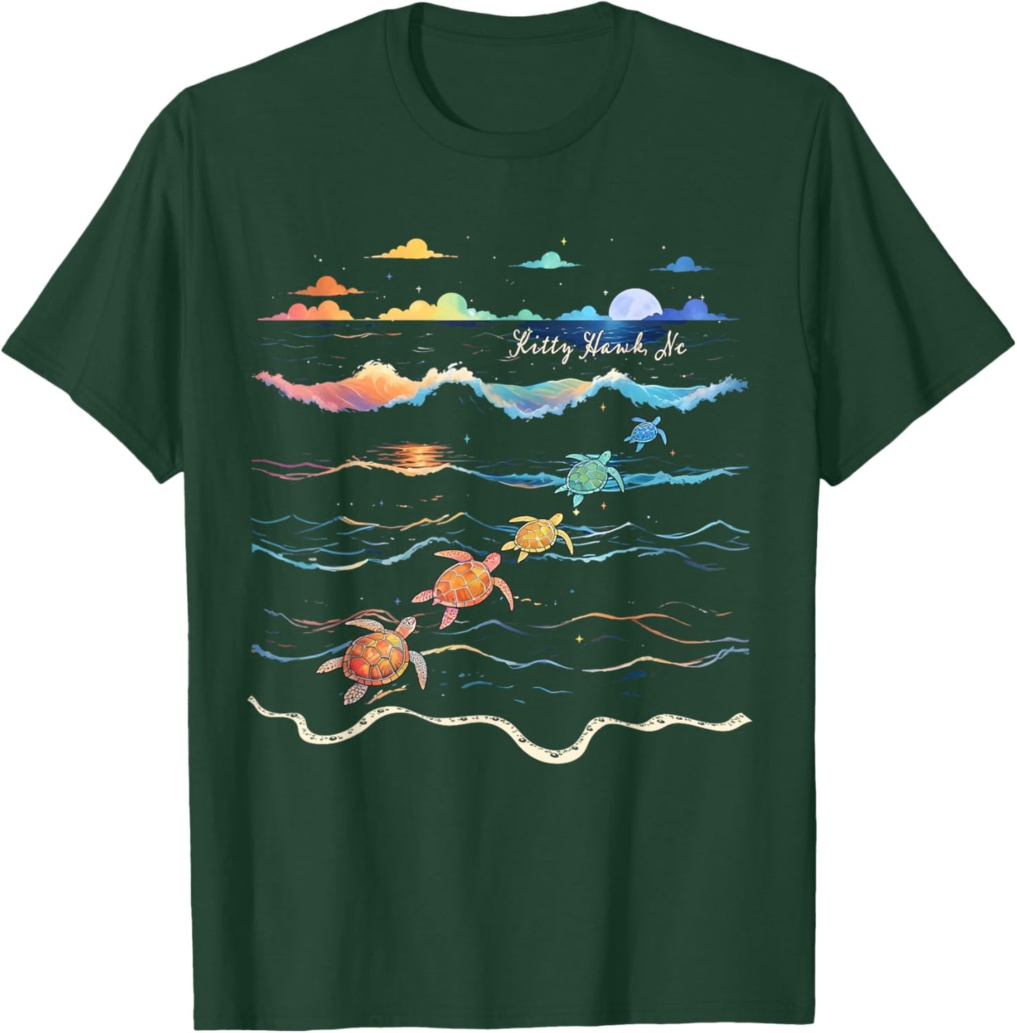 Kitty Hawk North Carolina Sea Turtle Lover Beach T-Shirt - T-Shirt | Forest