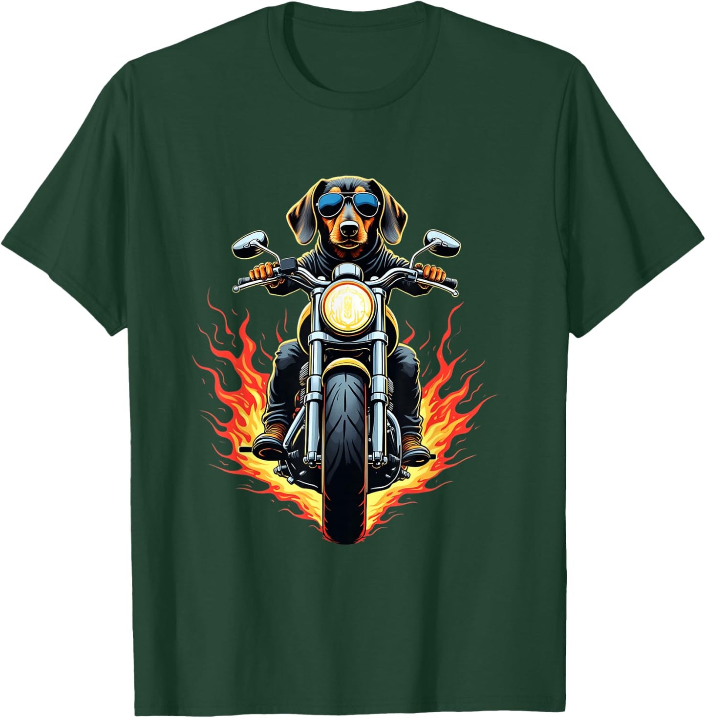 Funny Dachshund Dog Riding a Motorcycle Dachshund Lovers T-Shirt - T-Shirt | Forest
