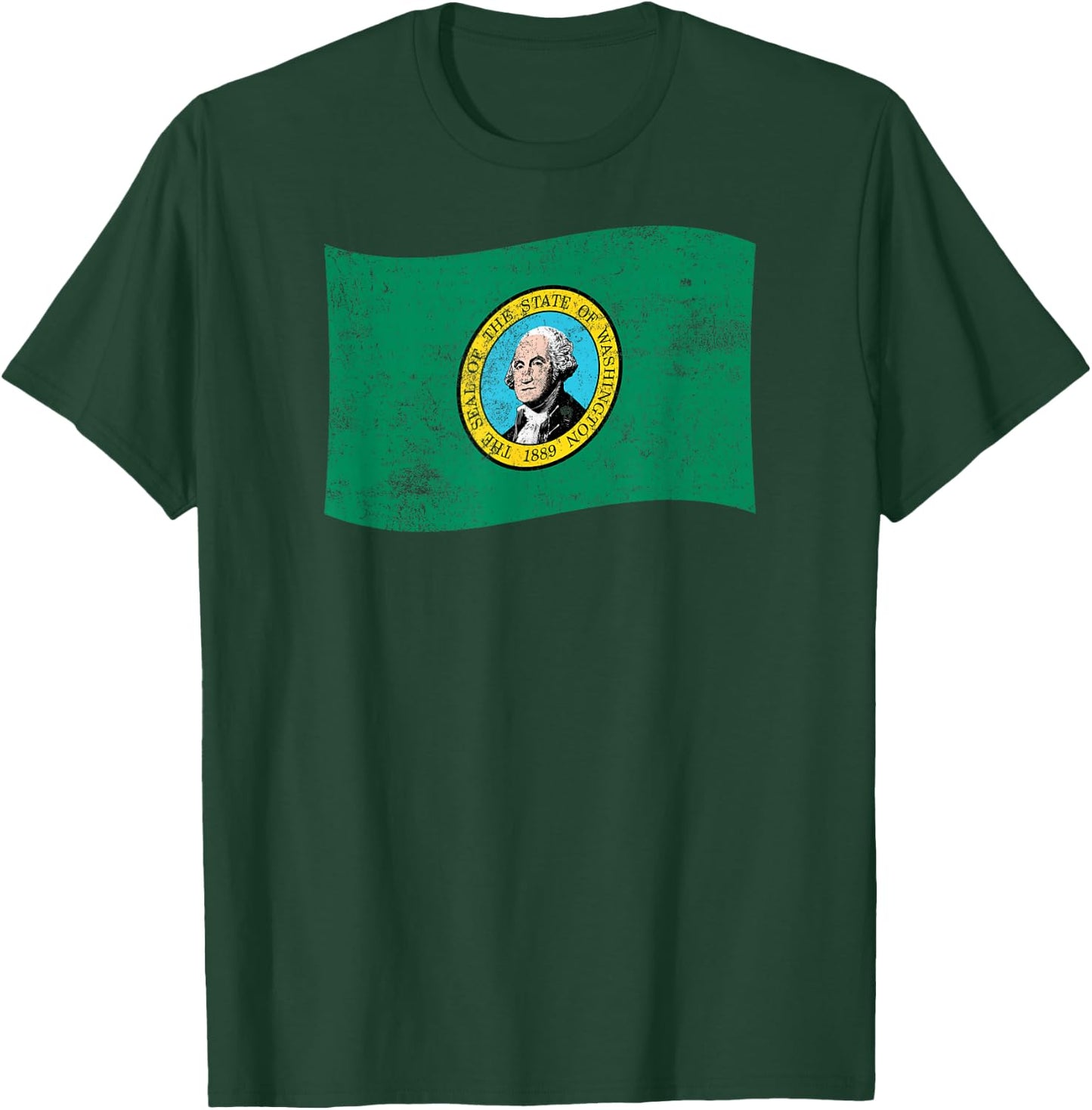 Washington Waving State Flag – WA Washingtonian T-Shirt - T-Shirt | Forest