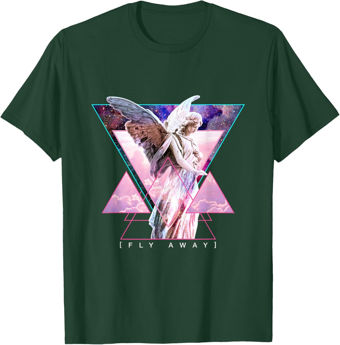 Vaporwave Angel Statue & Wings - Fly Away Aesthetic Art T-Shirt - T-Shirt | Forest