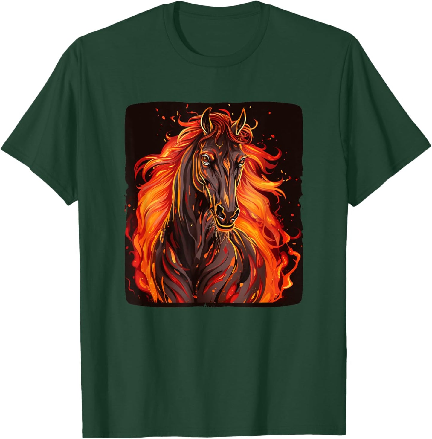 Cool horse with fire and flames for horses and animals fans T-Shirt - T-Shirt | Forest