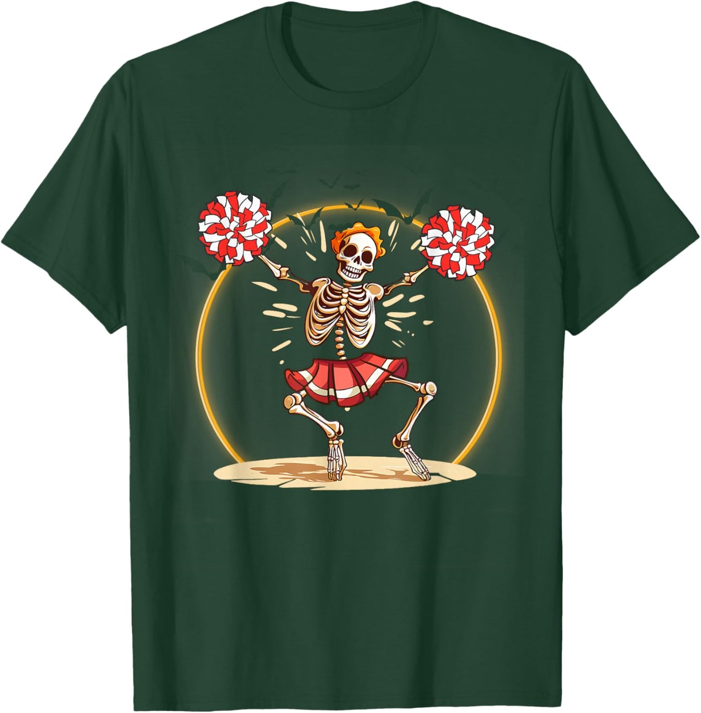 Cheerleading Skeleton Halloween Cheer Skeleton Cheerleader T-Shirt - T-Shirt | Forest