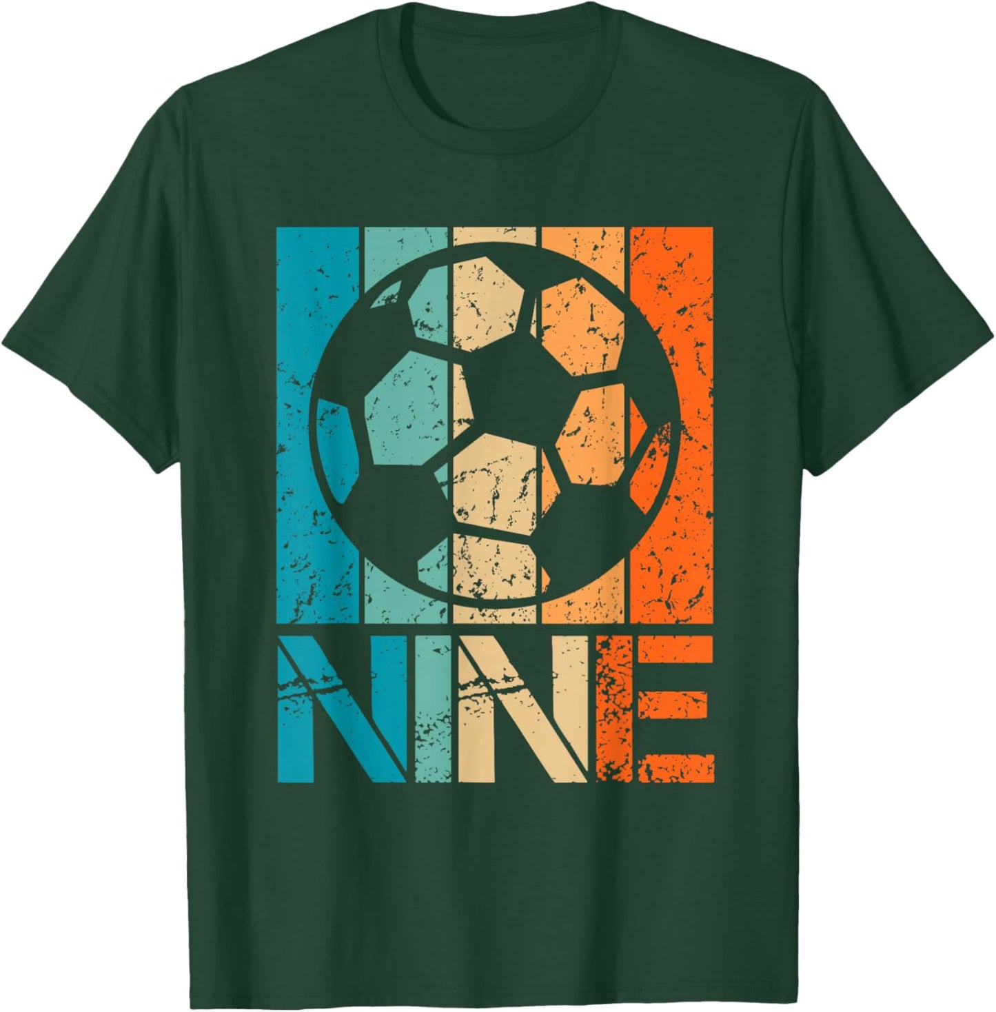 9th Soccer Birthday 9 Year Old 9yr Boys Girl Birthday Soccer T-Shirt - T-Shirt | Forest