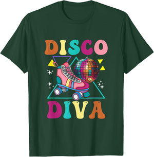 Roller Skating Disco Diva Skate Girl 70s Skater Groovy T-Shirt - T-Shirt | Forest