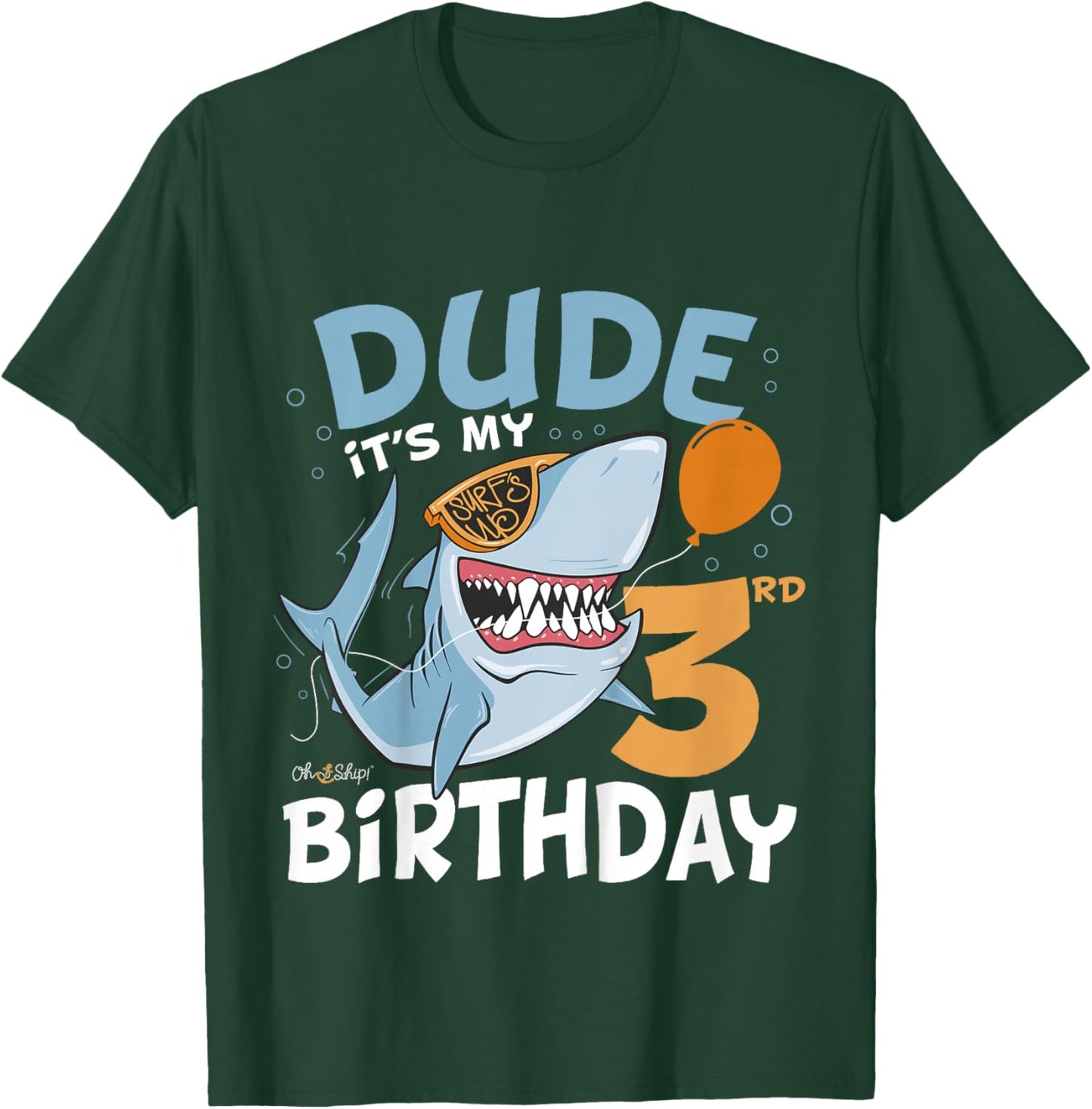 Kids Dude it's my 3rd Birthday - Fun Shark 3rd Birthday Boy T-Shirt - T-Shirt | Forest