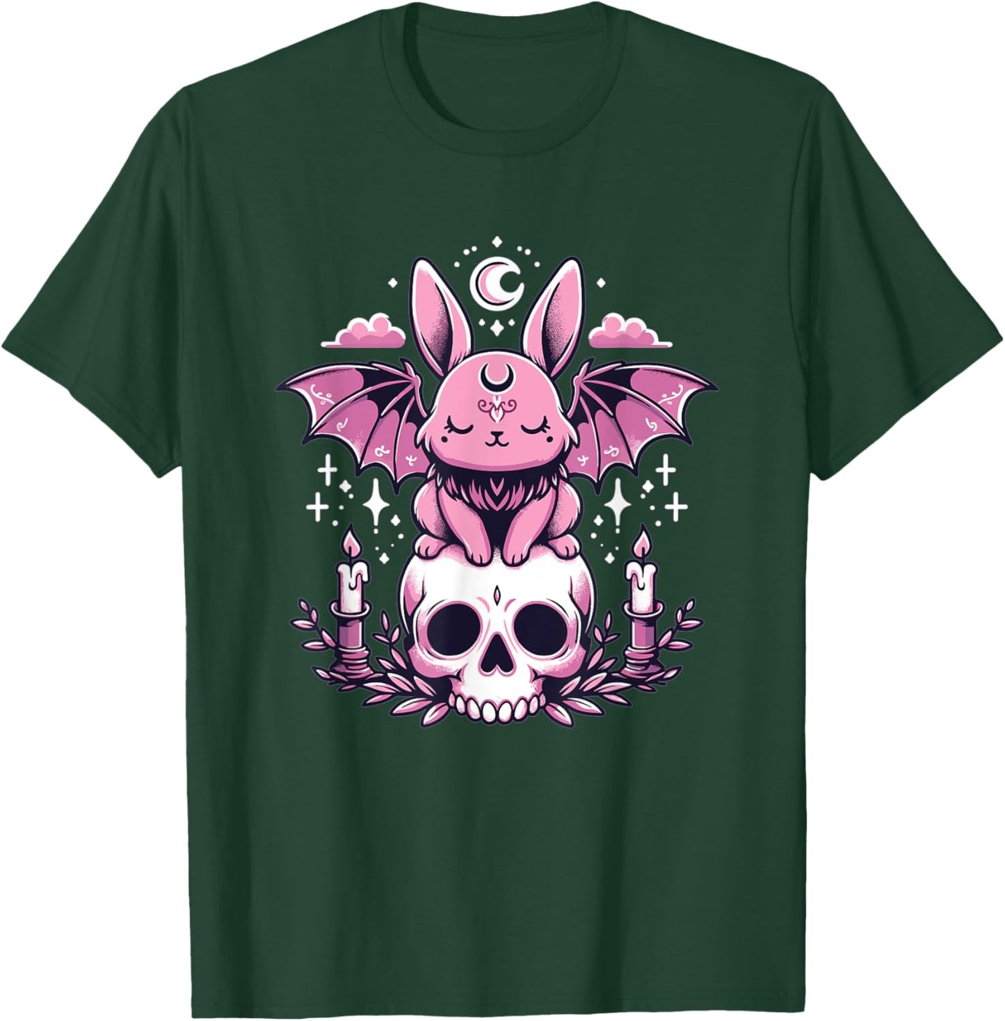 Kawaii Pastel Goth Cute Creepy Bunny Bat Skeleton T-Shirt - T-Shirt | Forest