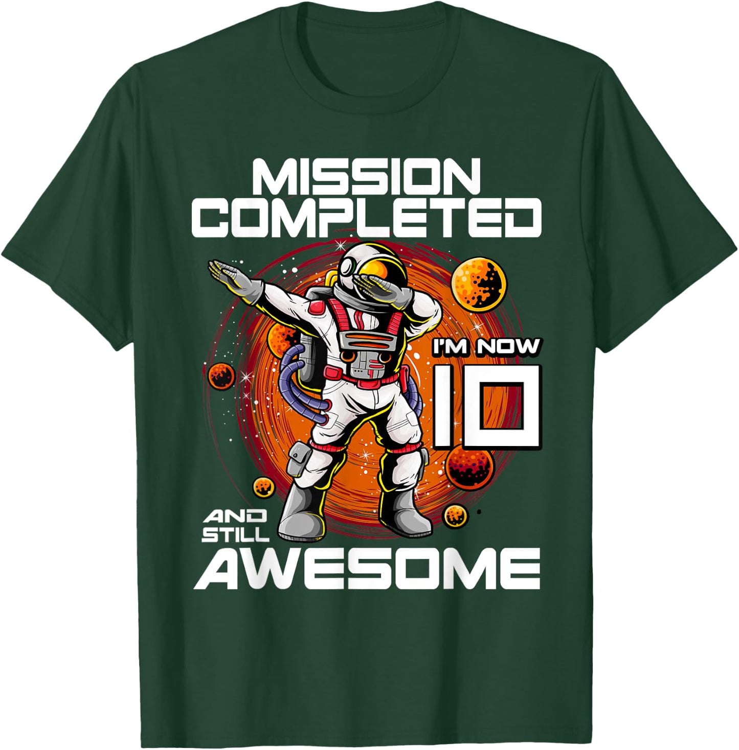 10th Birthday Astronaut 10 Years Old Outer Space Birthday T-Shirt - T-Shirt | Forest