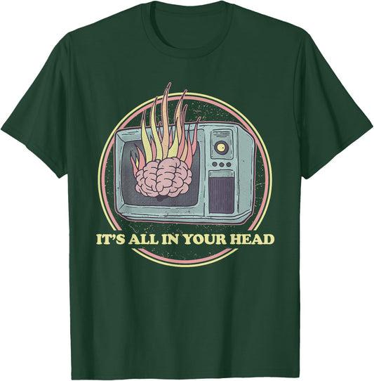 Retro All In Your Head Sheeple Gift - 80s Aesthetic Occult T-Shirt - T-Shirt | Forest
