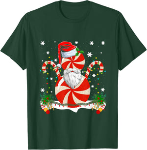 Funny Christmas Peppermint Candy Cane Snowman Decoration T-Shirt - T-Shirt | Forest