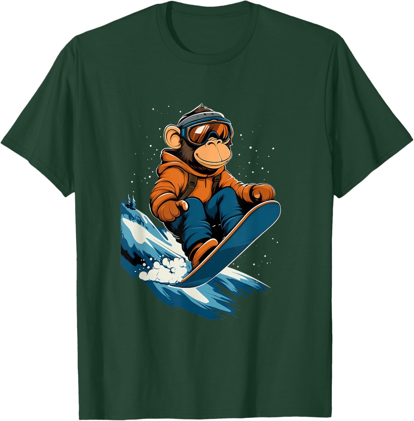 Snowboarding Animals- Monkey on a Snowboard Snowboarding T-Shirt - T-Shirt | Forest