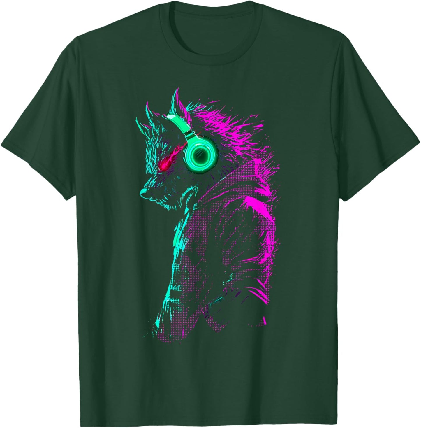 Werewolf Music Headphones T-Shirt - T-Shirt | Forest