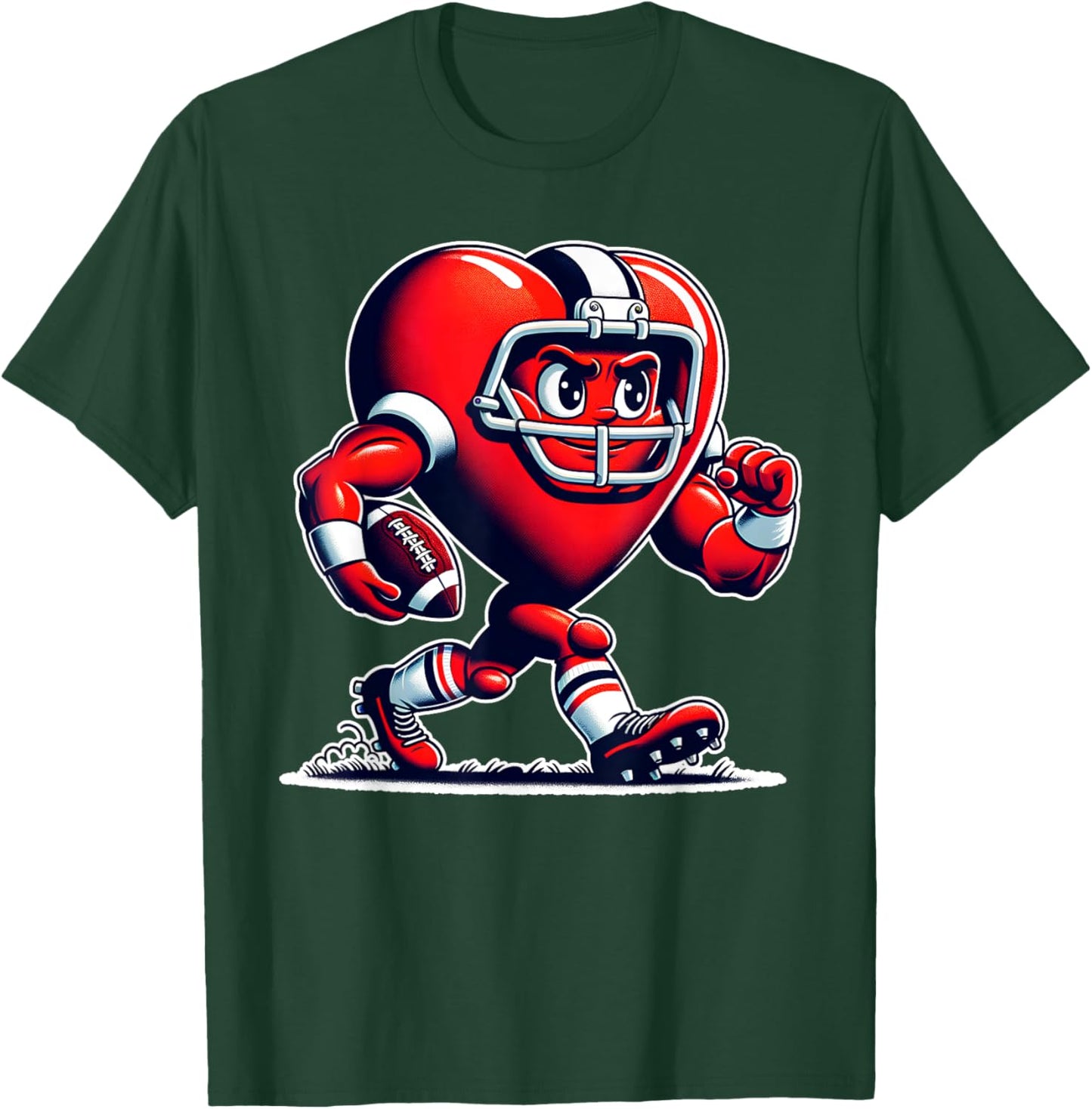 Valentine's Day Heart Football Player Retro Style T-Shirt - T-Shirt | Forest