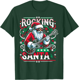 The Rocking Santa Christmas Rock Guitar Santa T-Shirt - T-Shirt | Forest