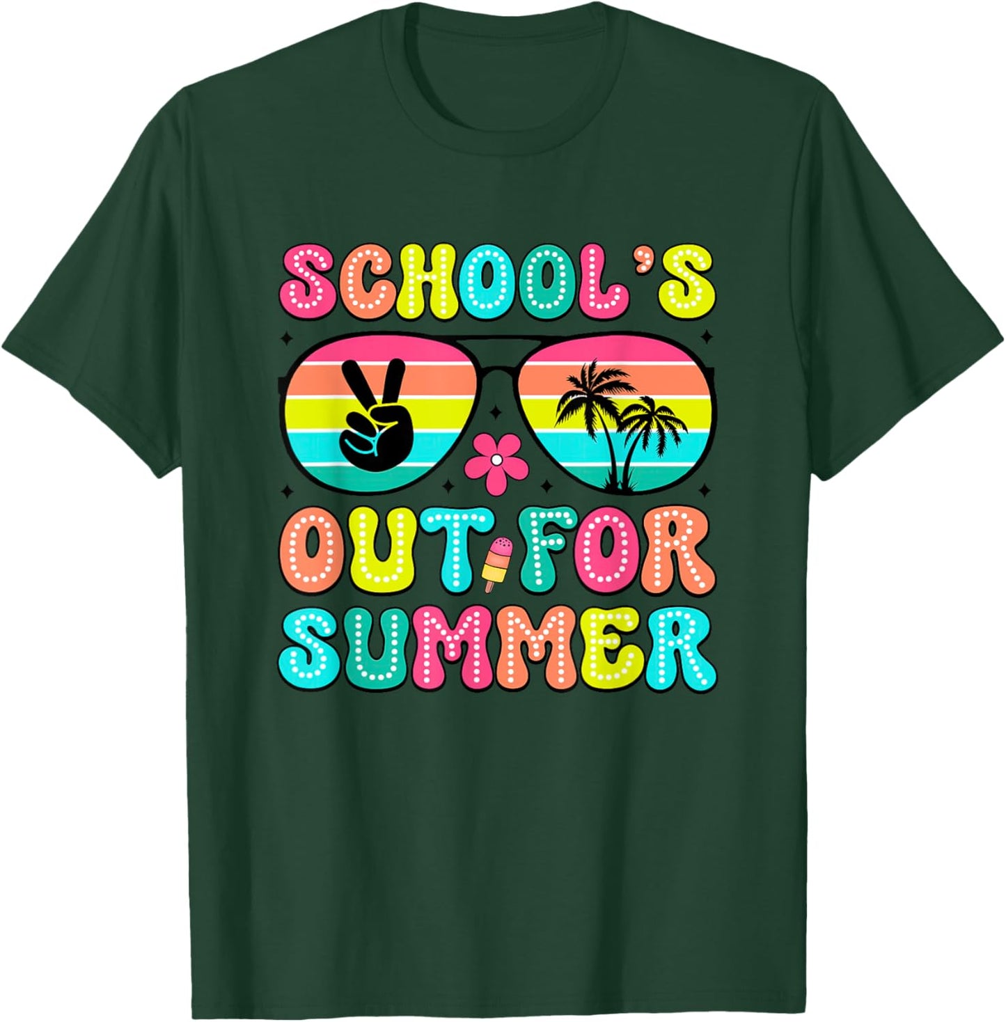 School's Out For Summer Sunglasses Palm Trees T-Shirt - T-Shirt | Forest