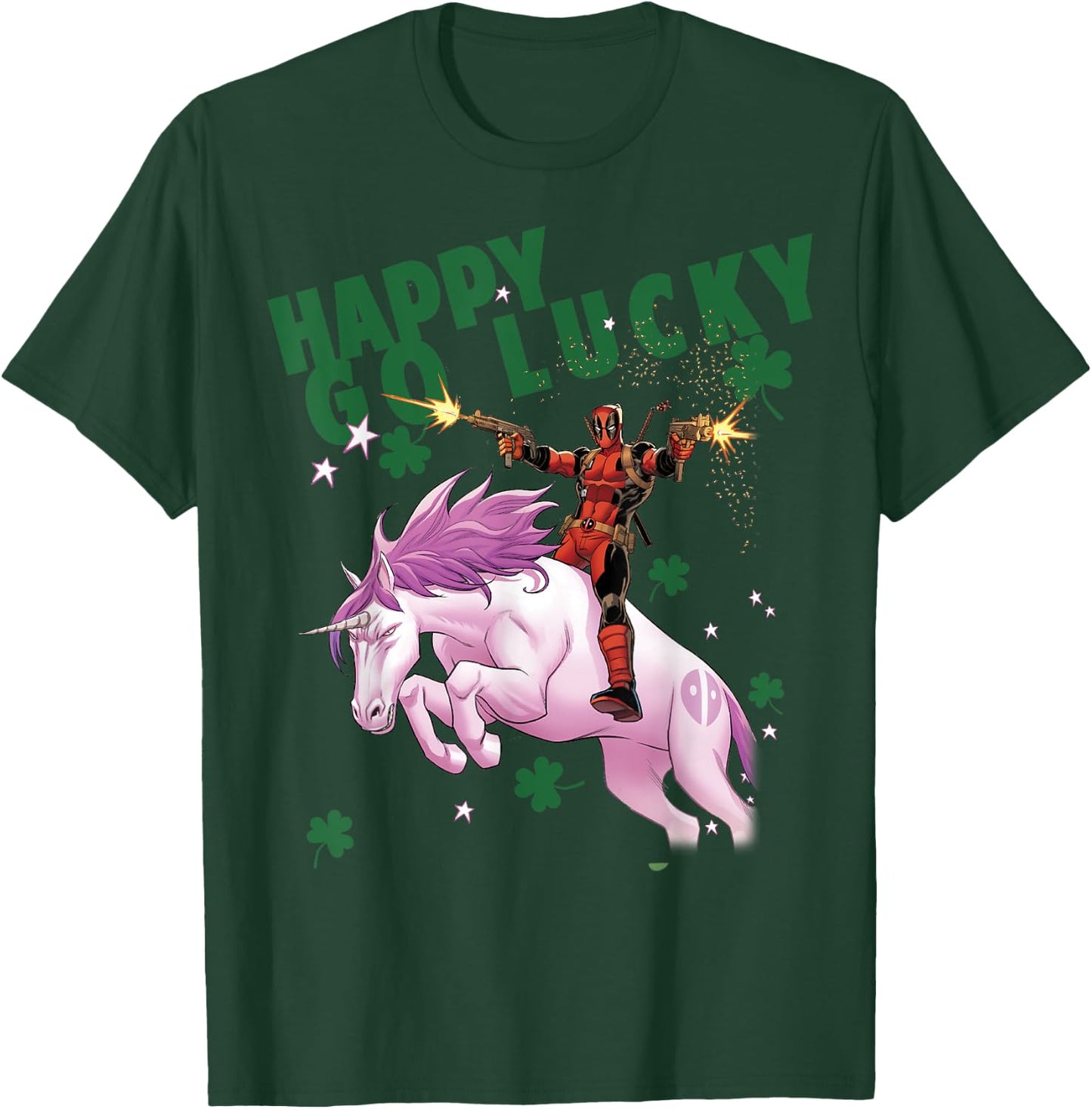 Marvel Deadpool Happy Go Lucky Magical Unicorn T-Shirt - T-Shirt | Forest