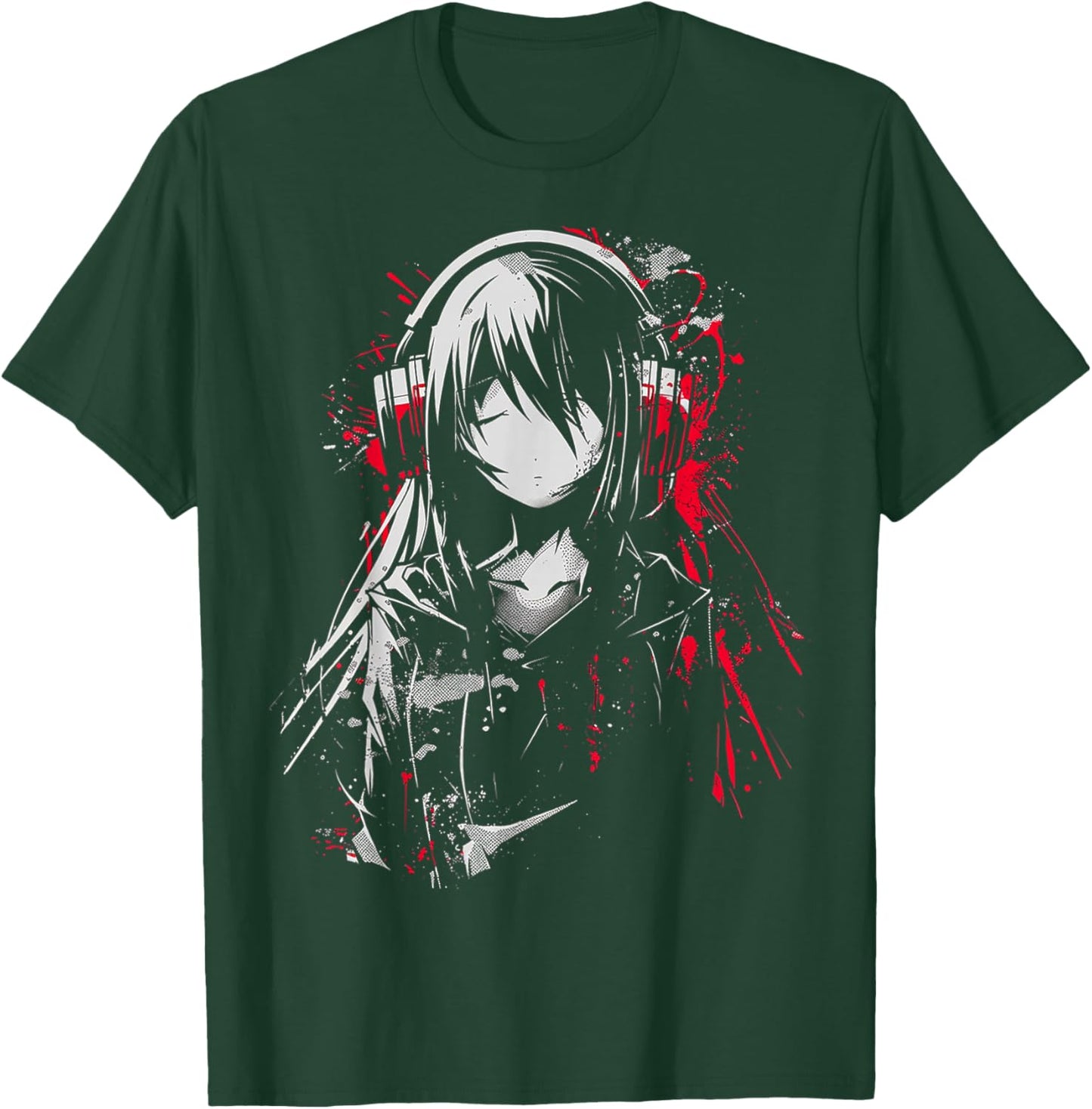 Anime Manga Motif Headphone Artwork Anime T-Shirt - T-Shirt | Forest