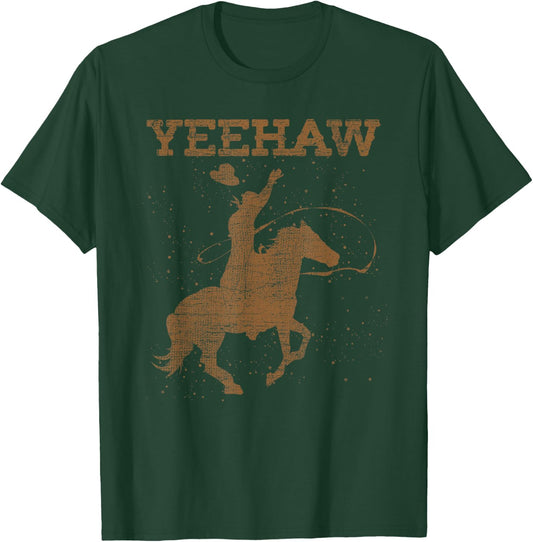 Horseback Riding Country Western Texan Rodeo Yeehaw Cowboy T-Shirt - T-Shirt | Forest