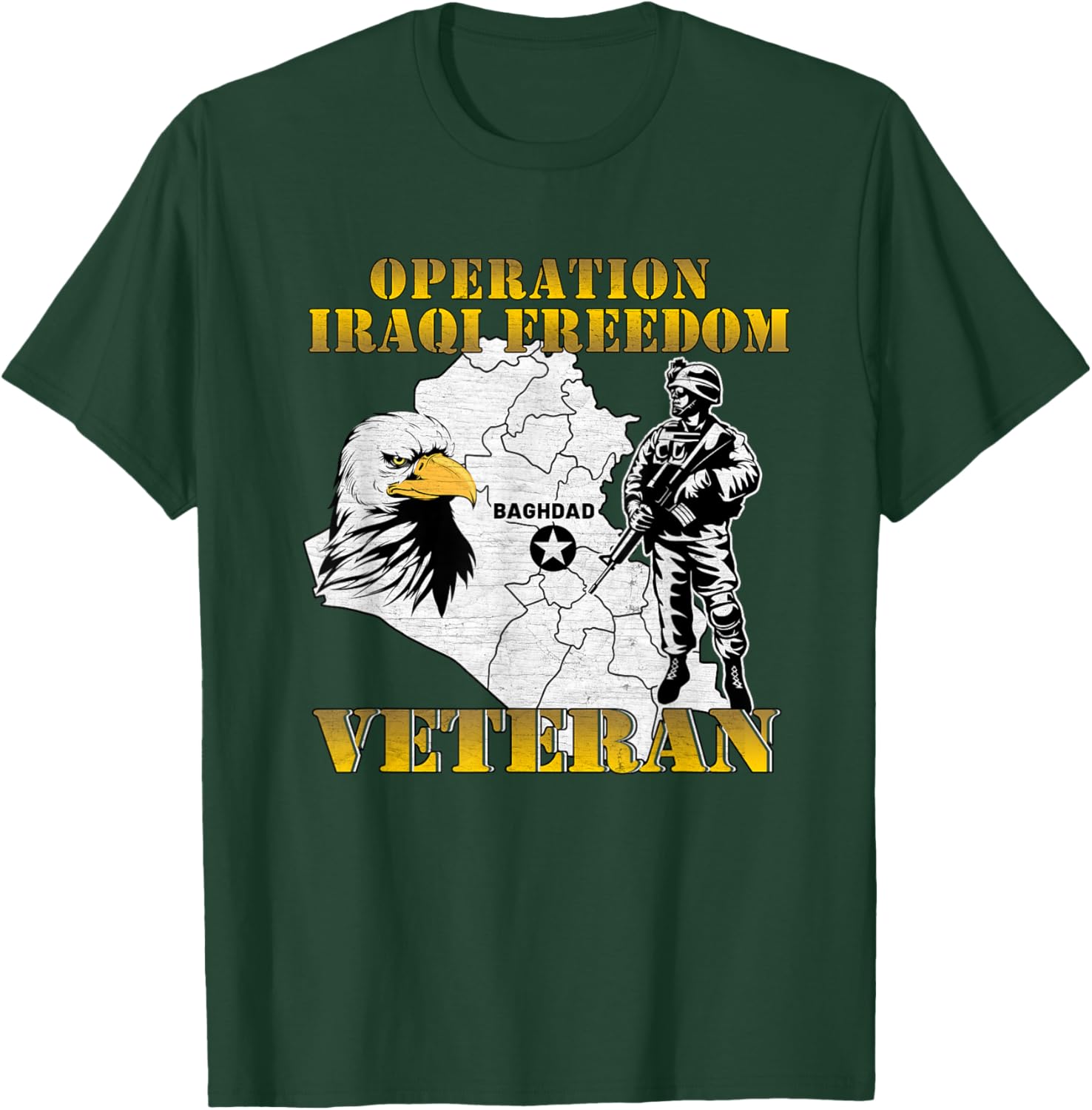 Operation Iraqi Freedom OIF Combat Veteran Vintage Black Adults T-Shirt - T-Shirt | Forest