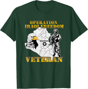 Operation Iraqi Freedom OIF Combat Veteran Vintage Black Adults T-Shirt - T-Shirt | Forest