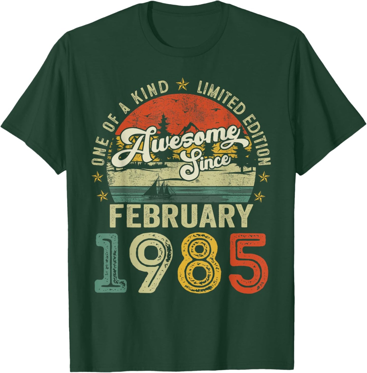 Awesome Since February 1985 Vintage Retro 40th Birthday Men T-Shirt - T-Shirt | Forest
