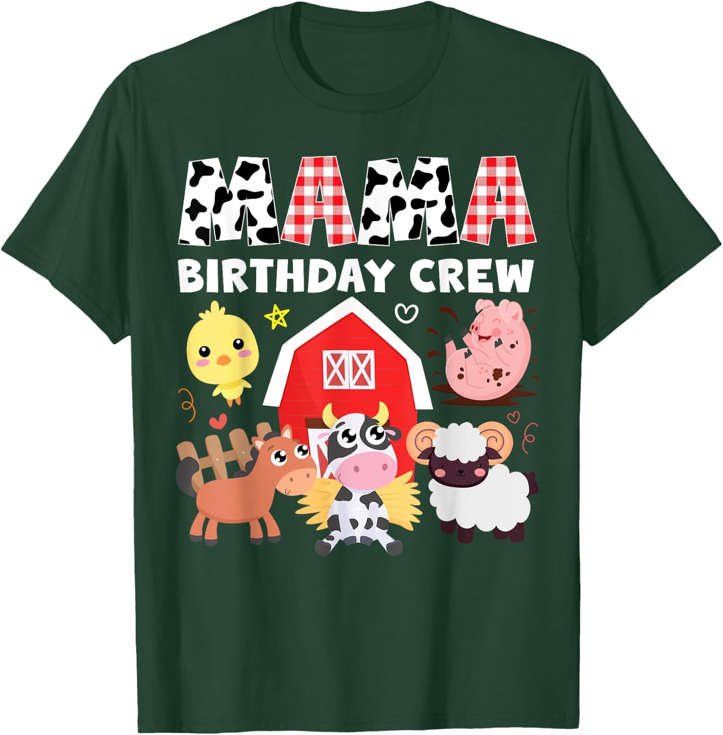 Cow Mama Birthday Crew Farm Theme Animals Birthday Party T-Shirt - T-Shirt | Forest