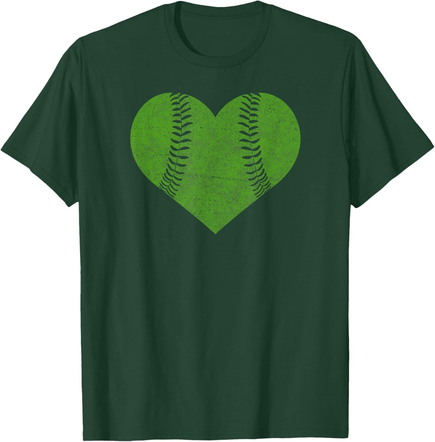 Baseball Heart Shirt Softball Mom Matching Team Gift Green T-Shirt - T-Shirt | Forest